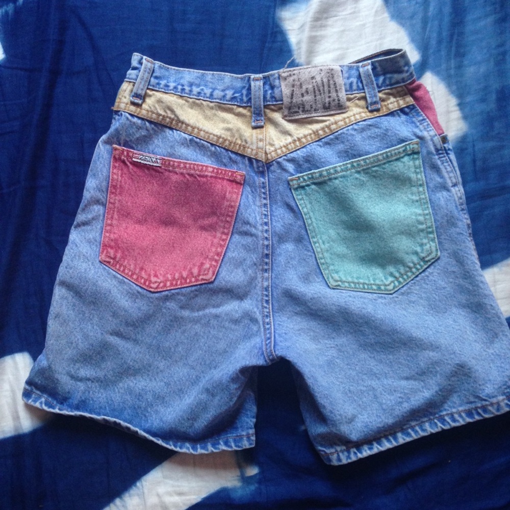 vintage ZENA color block high waisted shorts
